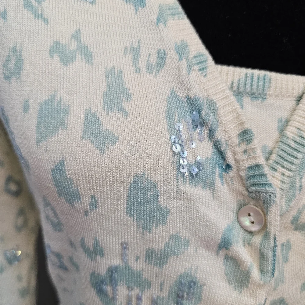 Vintage Karen Kane Sequin Leopard Sweater Top & Cardigan Medium - Picture 5 of 10